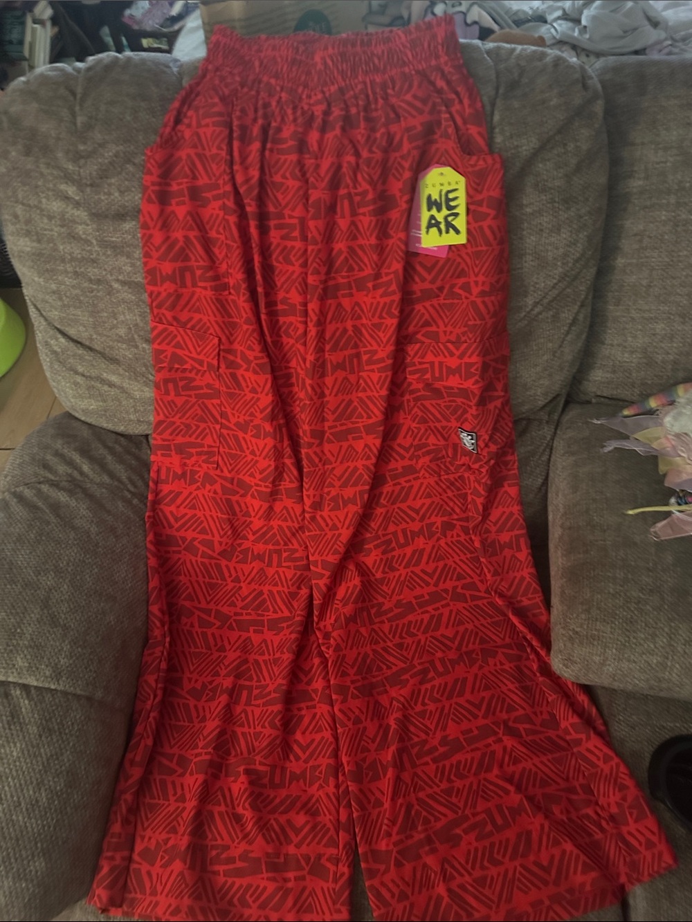 Red Patterned  Wide-Leg Bottoms